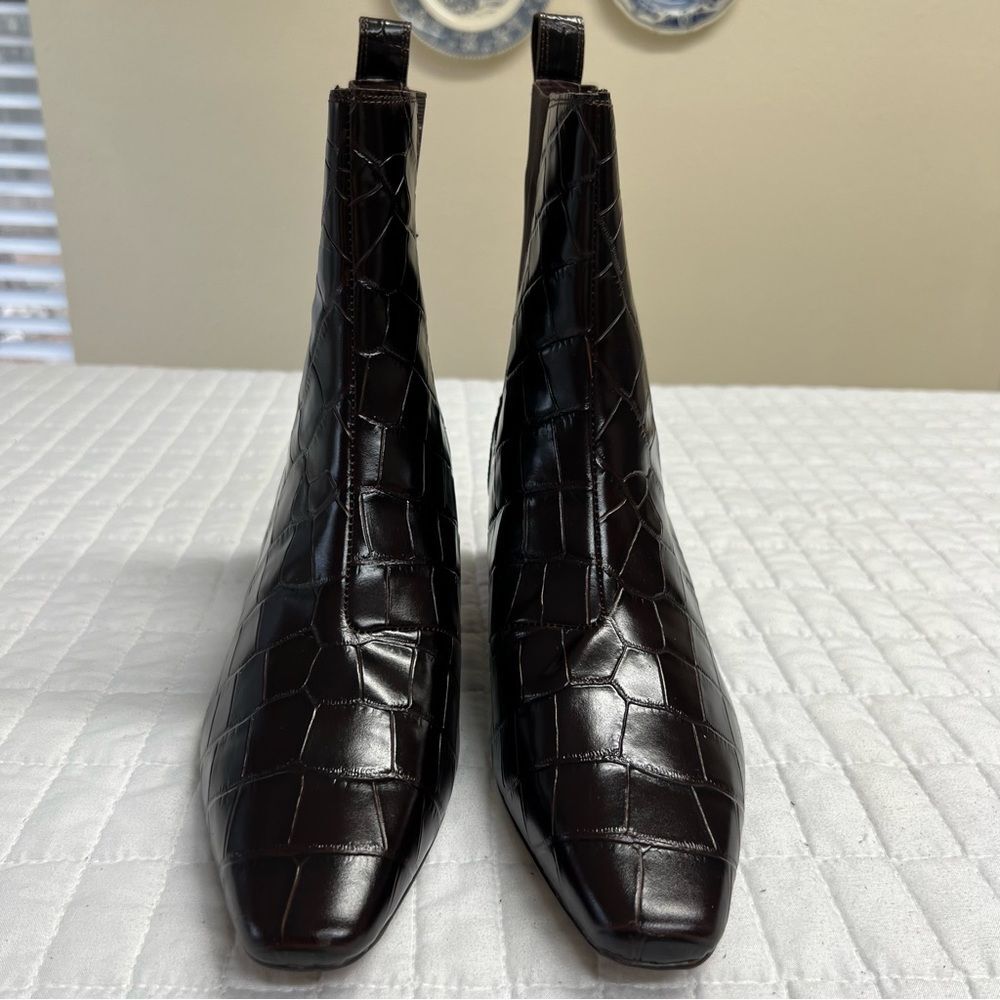 Madewell The Dimes Chelsea Boot in Brown Croc Embossed Leather Size 10 NWOB - Picture 7 of 11
